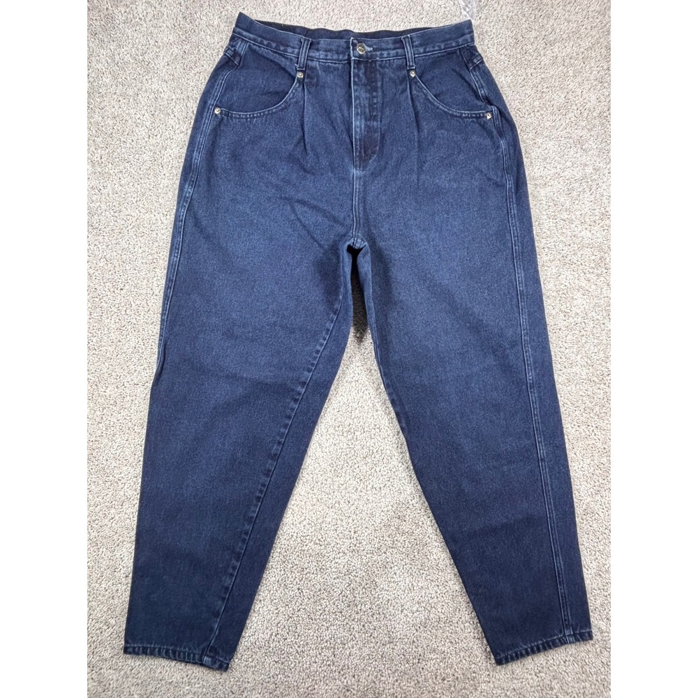 Vintage Brittania High Rise Tapered Mom Jeans Dark Wash Indigo 100% Cotton 30x29